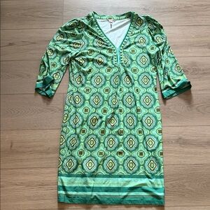 ESQUALO Green Geometric Midi Dress